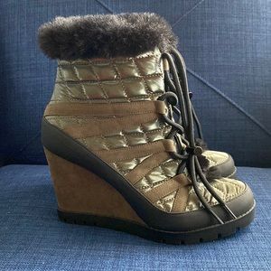 Army green and black boots